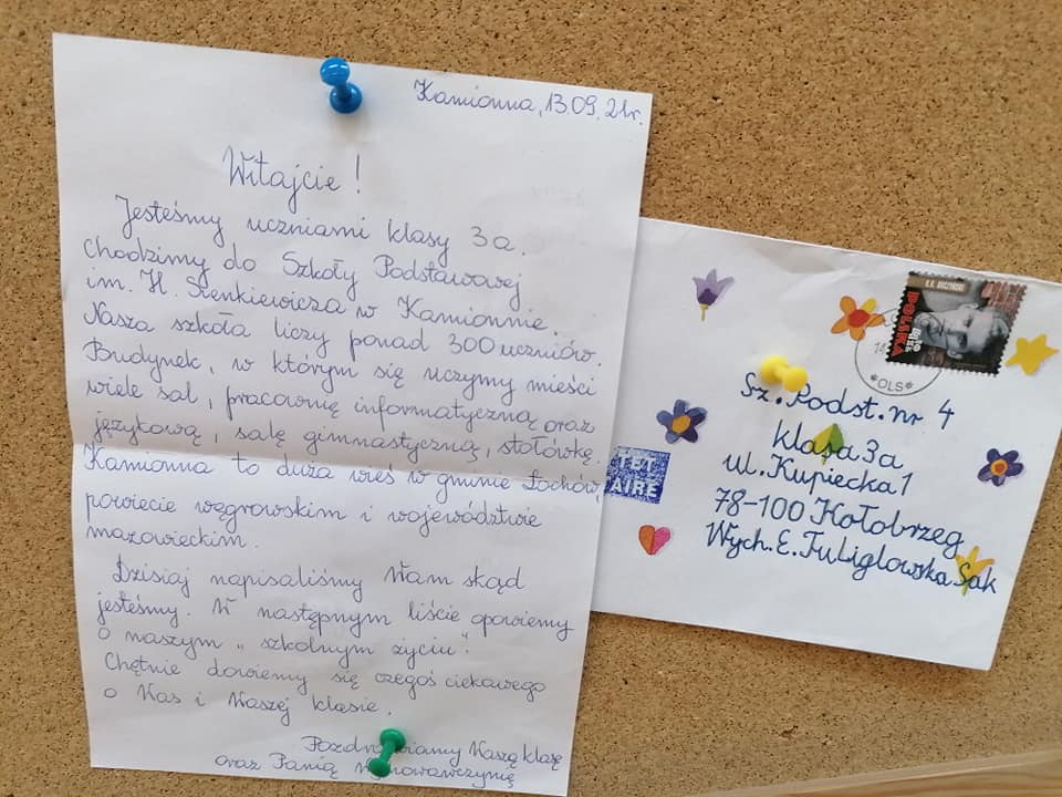 list przesłany przez uczniów zaprzyjaźnionej szkoły