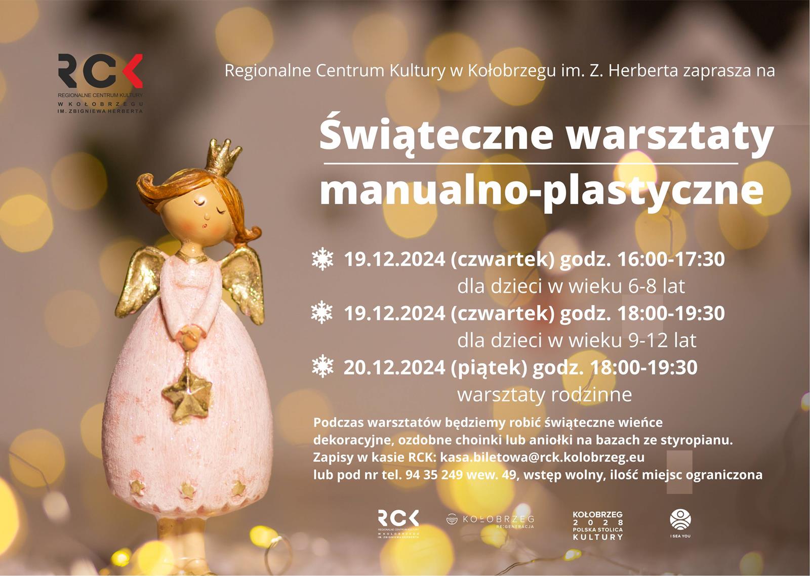 Plakat o świątecznych warsztatach manualno-plastycznych